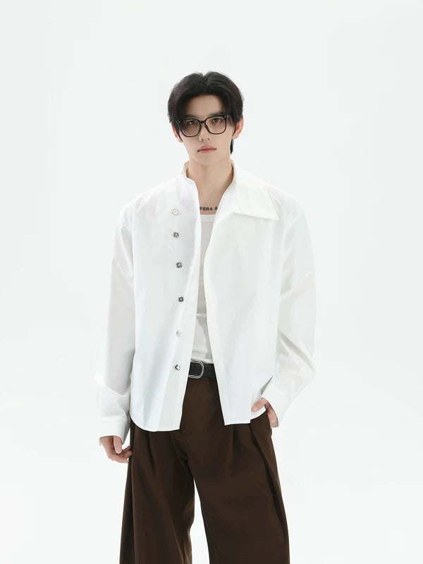 편안한 핏의 다중 버튼 긴 소매 셔츠 