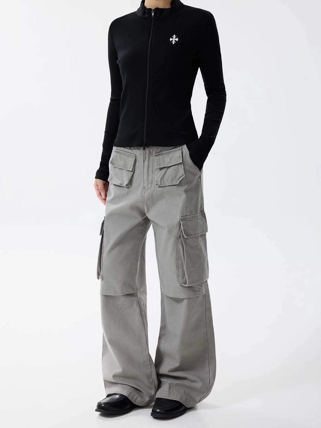 Bootcut Wide-Leg Cargo Pants