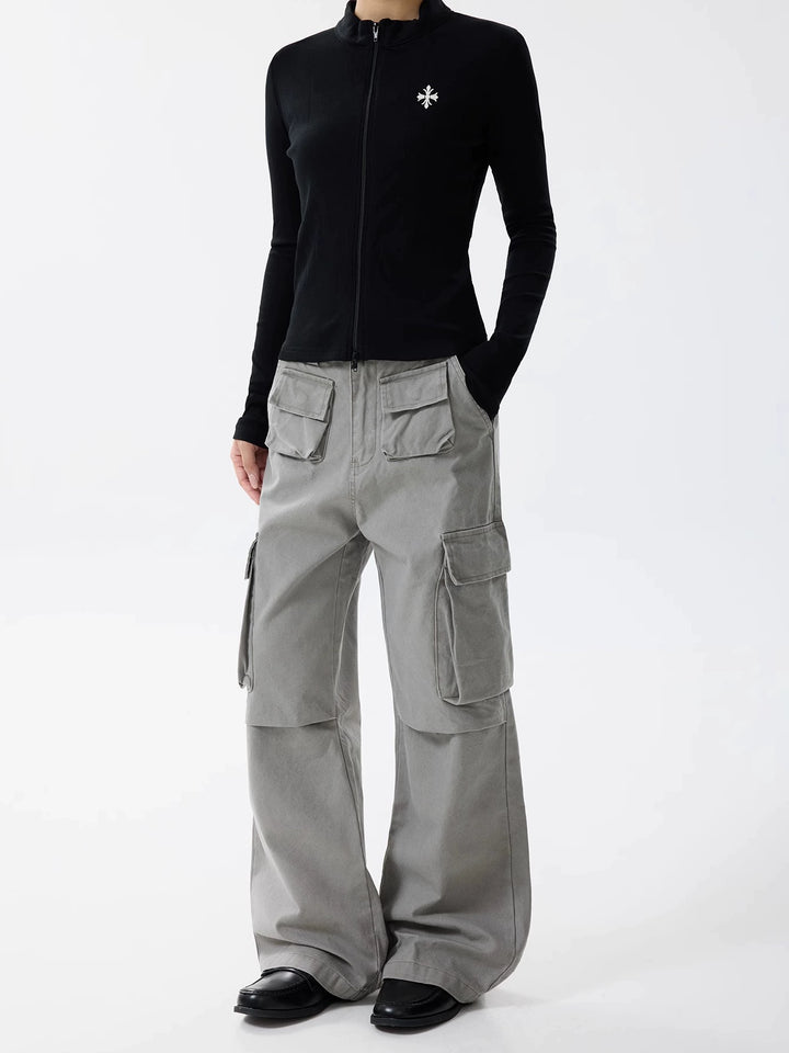 Bootcut Wide-Leg Cargo Pants