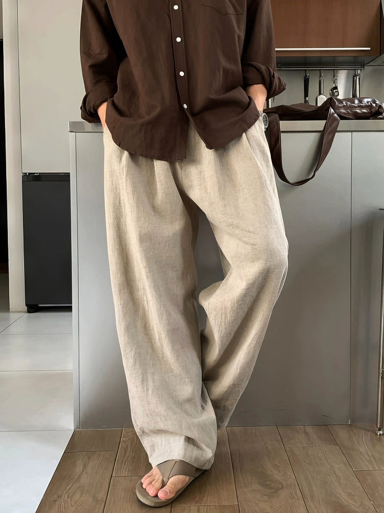 Keten Rahat Geniş Paça Bol Pantolon 