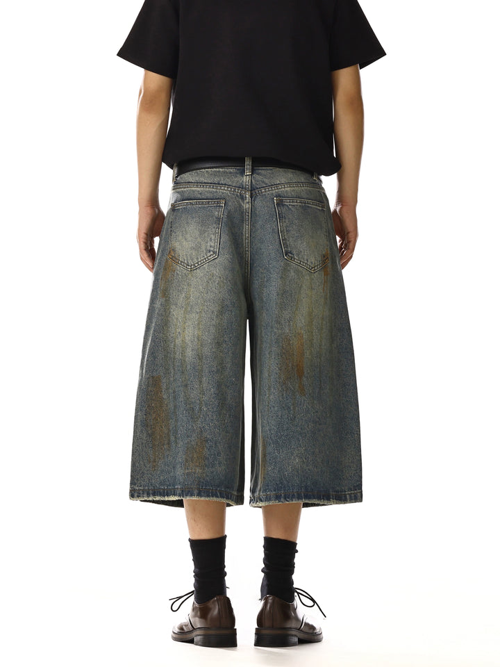 Brede Pijpen Denim Middellange Broek 