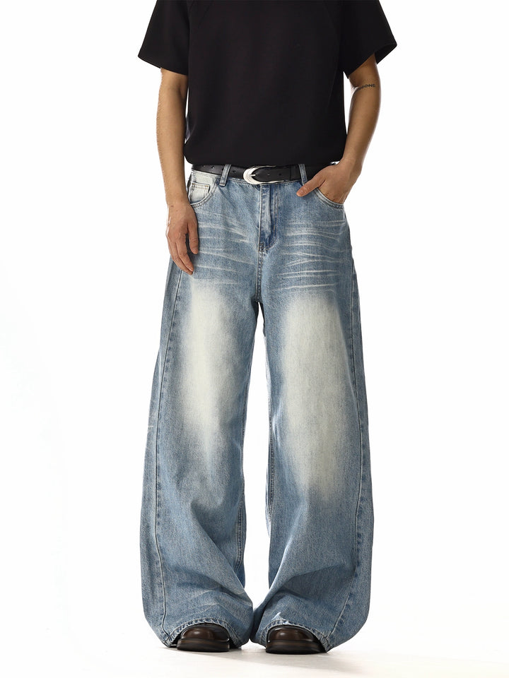 Pantalons en jean large rétro à coupe décontractée 