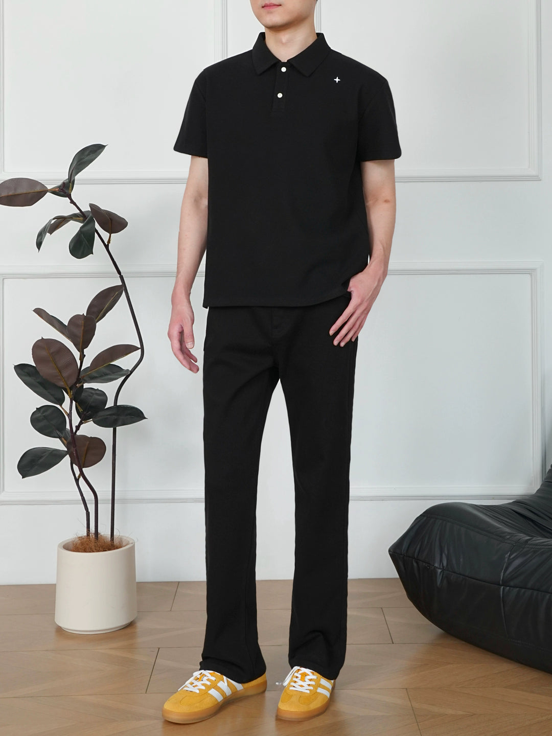 Embroidered Lapel Polo Shirt