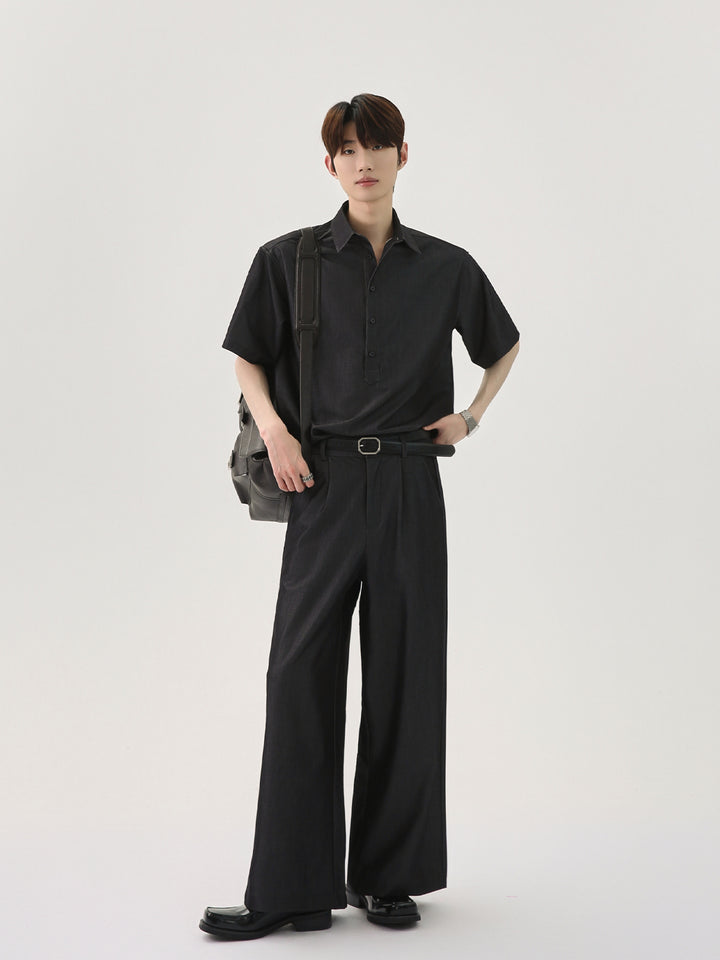 심플 버튼 다운 셔츠와 바지 세트 