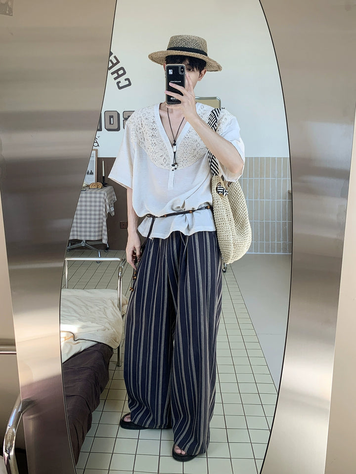 V-Ausschnitt Spitzen Bohemian Lockere Pullover 