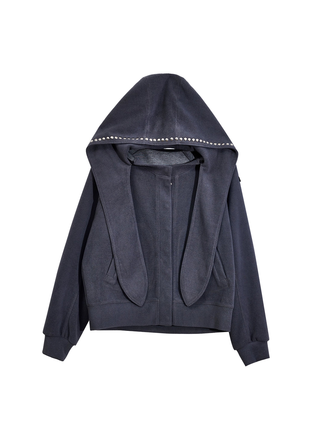 Rivet Hooded Rabbit Ear Sweatshirt Cardigan