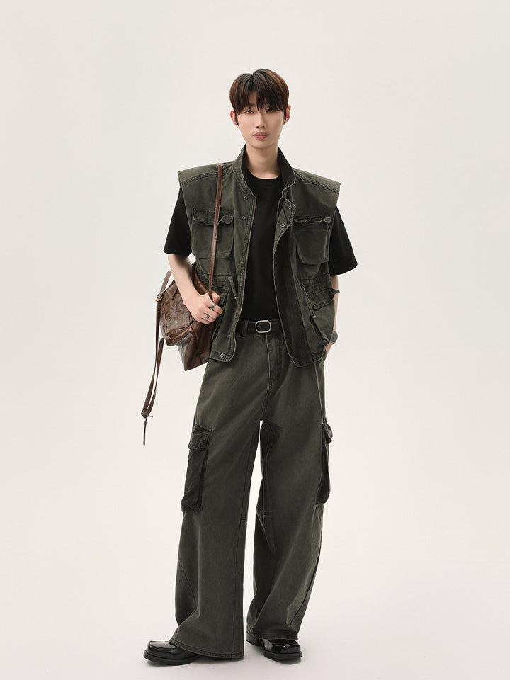 Cargo Denim Sleeveless Vest & Jeans