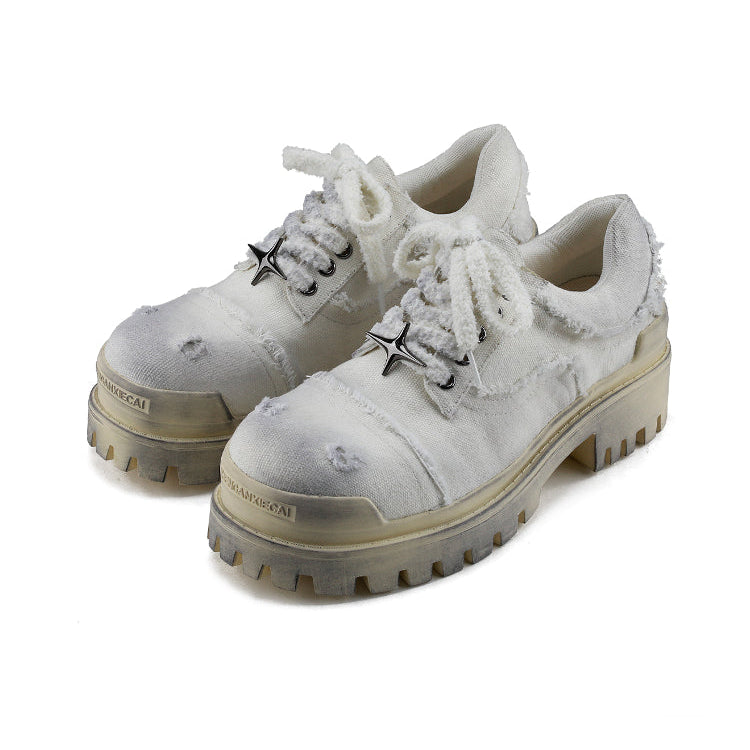 Chunky Denim Casual Derby Shoes