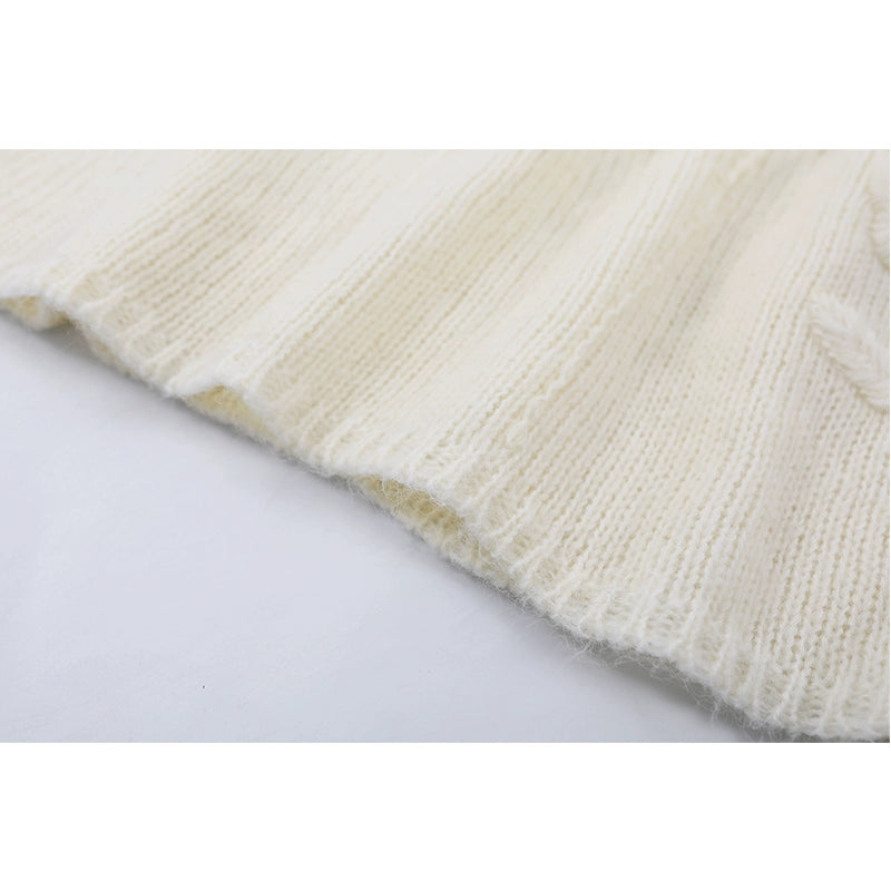 Alpackaull Blommig Stickad Tröja Pullover 