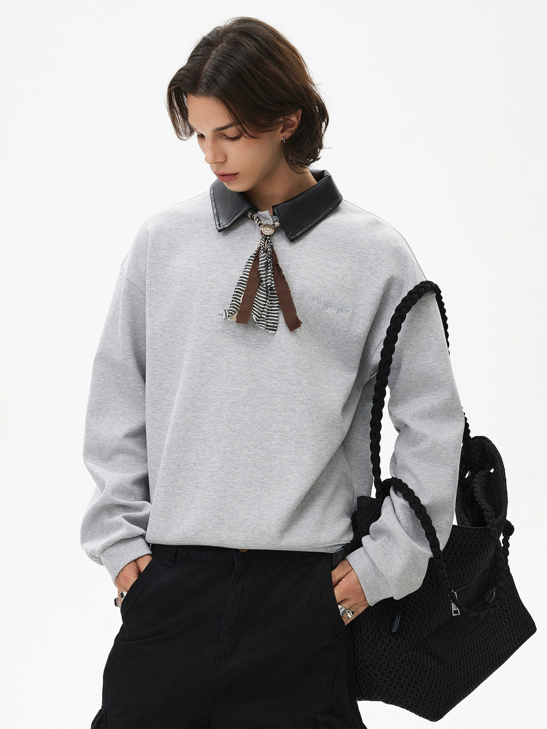 Henry Collar Long Sleeve Polo Sweatshirt