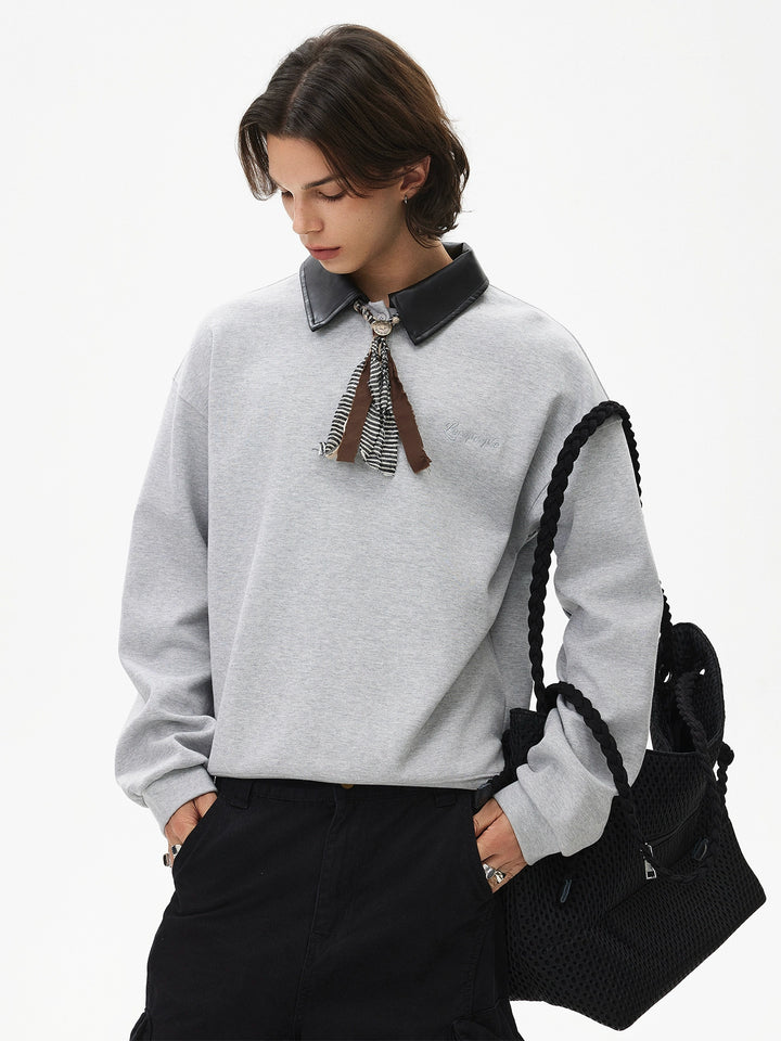Henry Collar Long Sleeve Polo Sweatshirt
