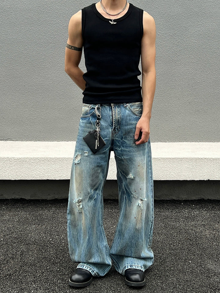 Slidte vide ben ripped jeans 