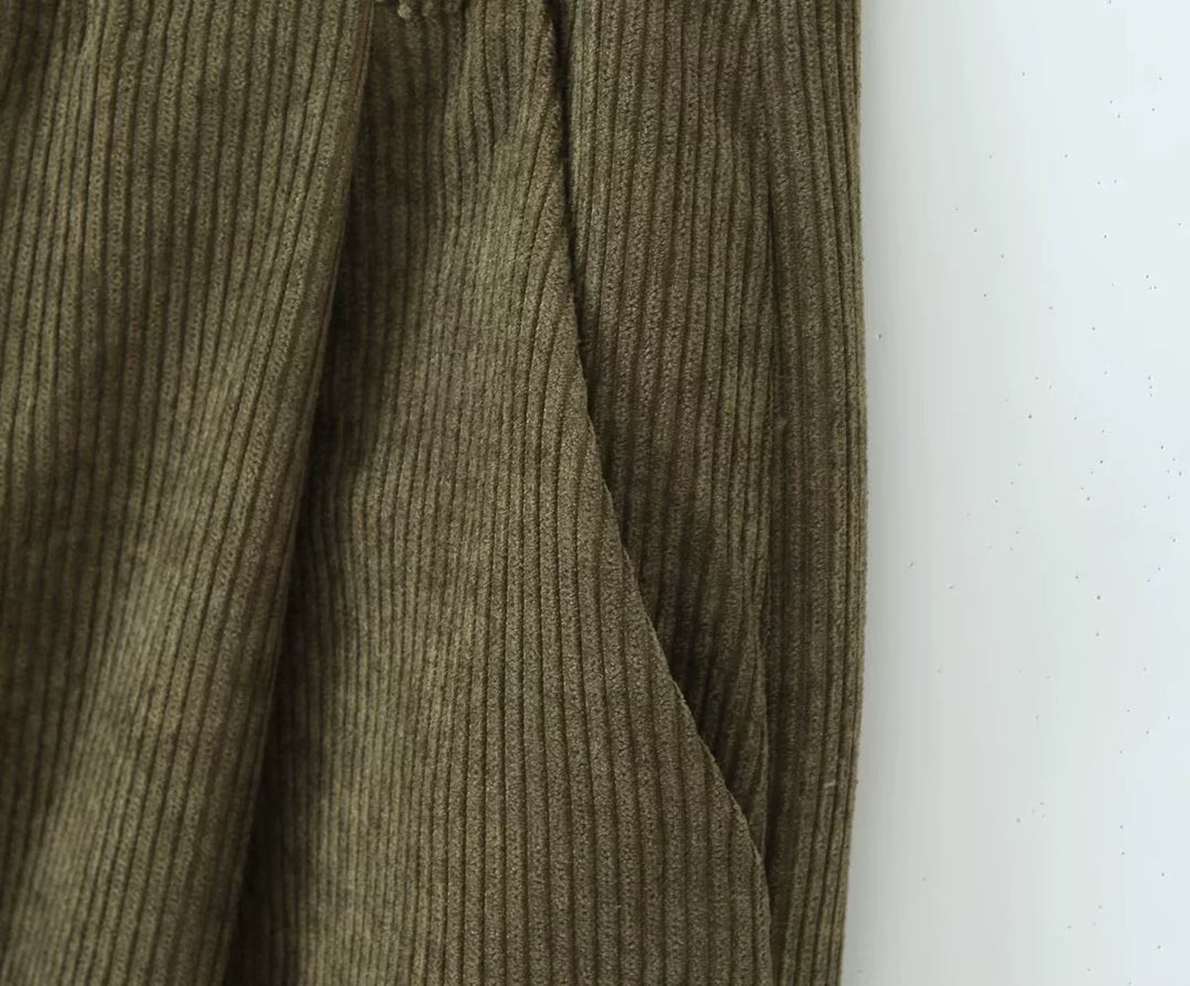 Pantalons décontractés en velours côtelé droits 