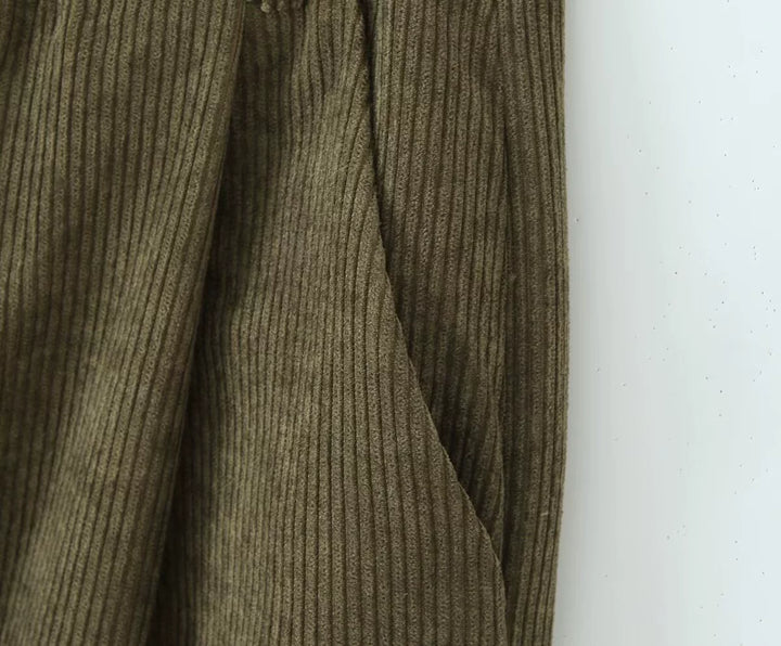 Pantalons décontractés en velours côtelé droits 