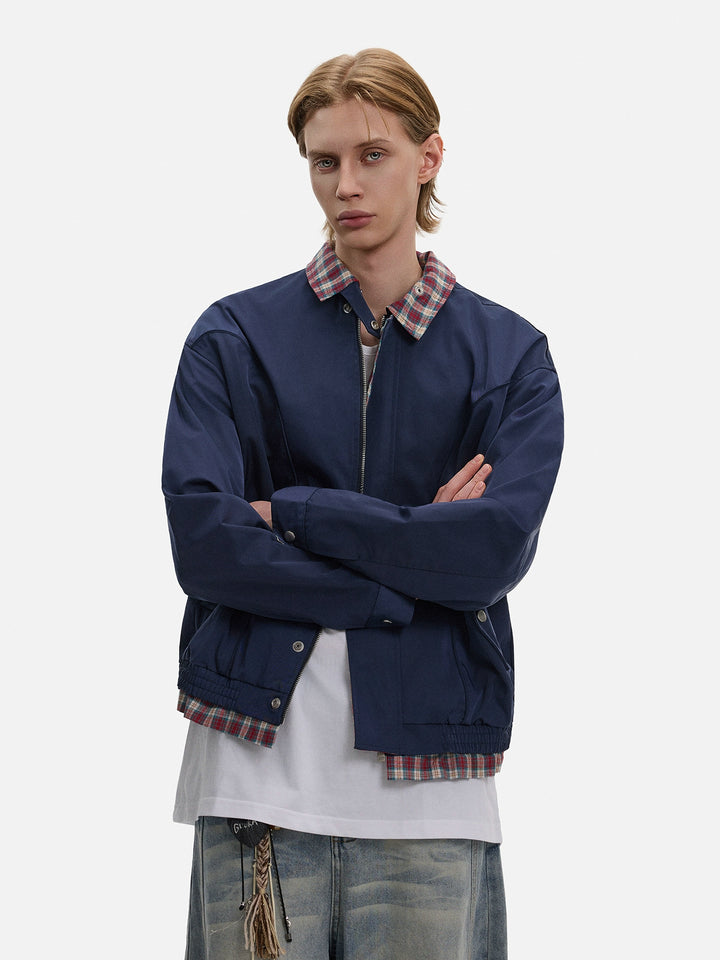 Veste pilote à col en tartan 