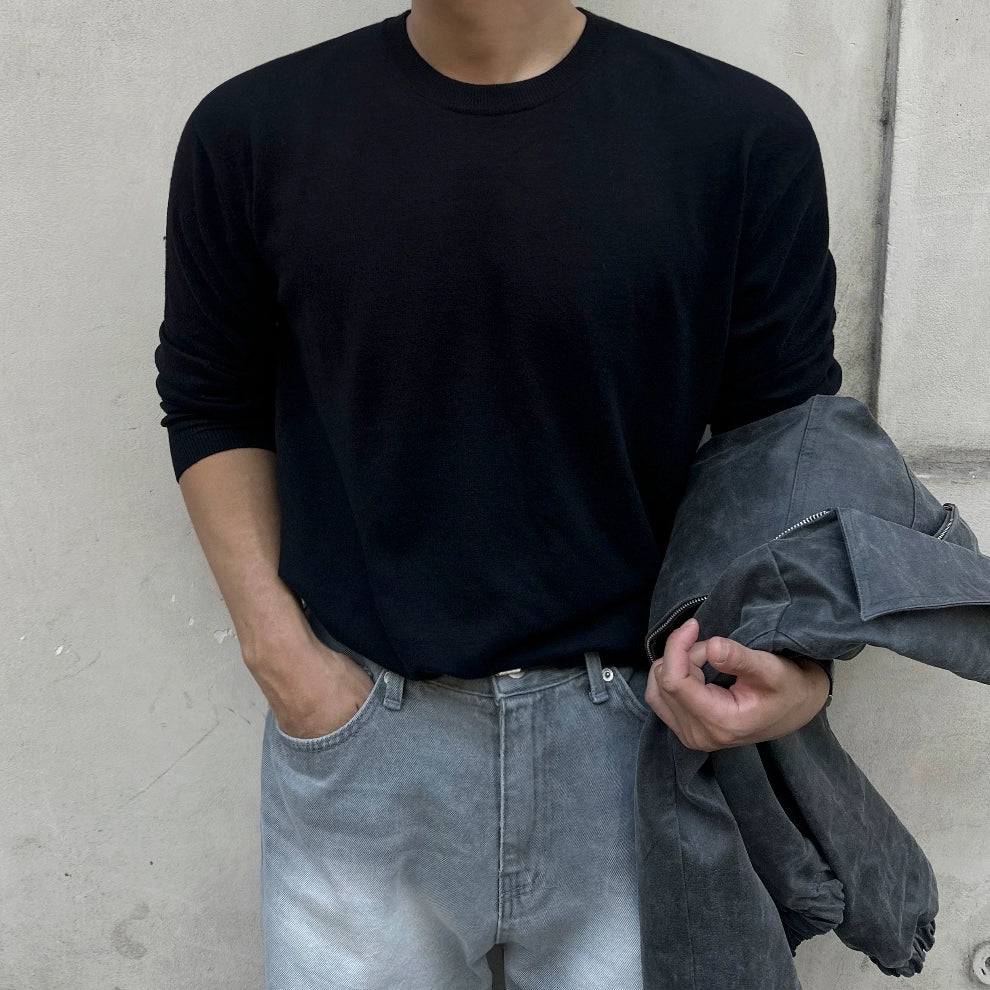 Loose Fit Round Neck Knit Sweater