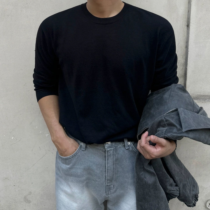 Loose Fit Round Neck Knit Sweater