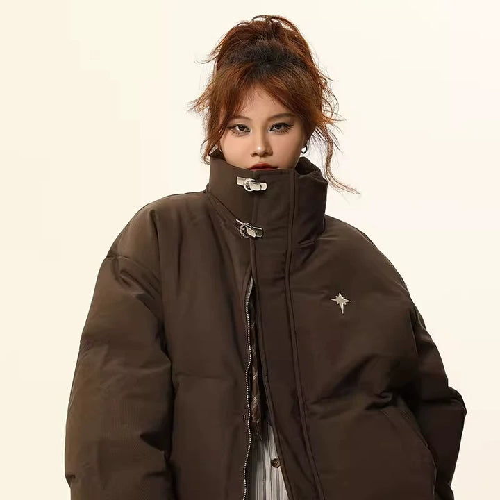 Matte ståkrage bomulls vinterjakke 