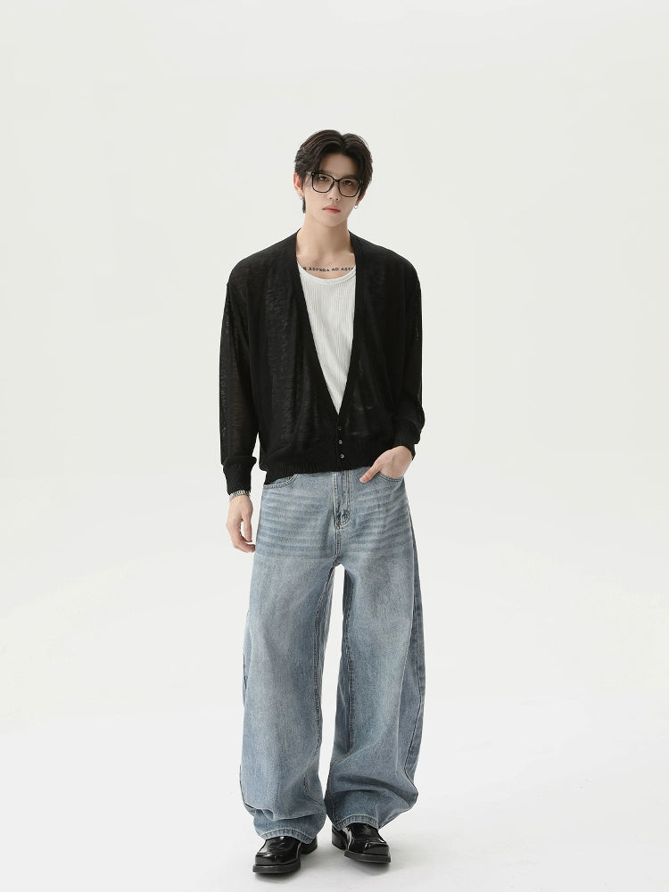 Lightweight Sun Protection V-neck Knit Cardigan