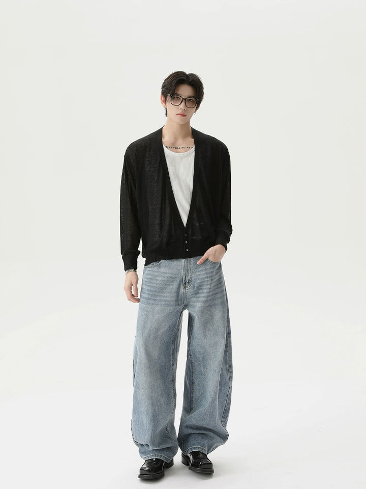 Lightweight Sun Protection V-neck Knit Cardigan