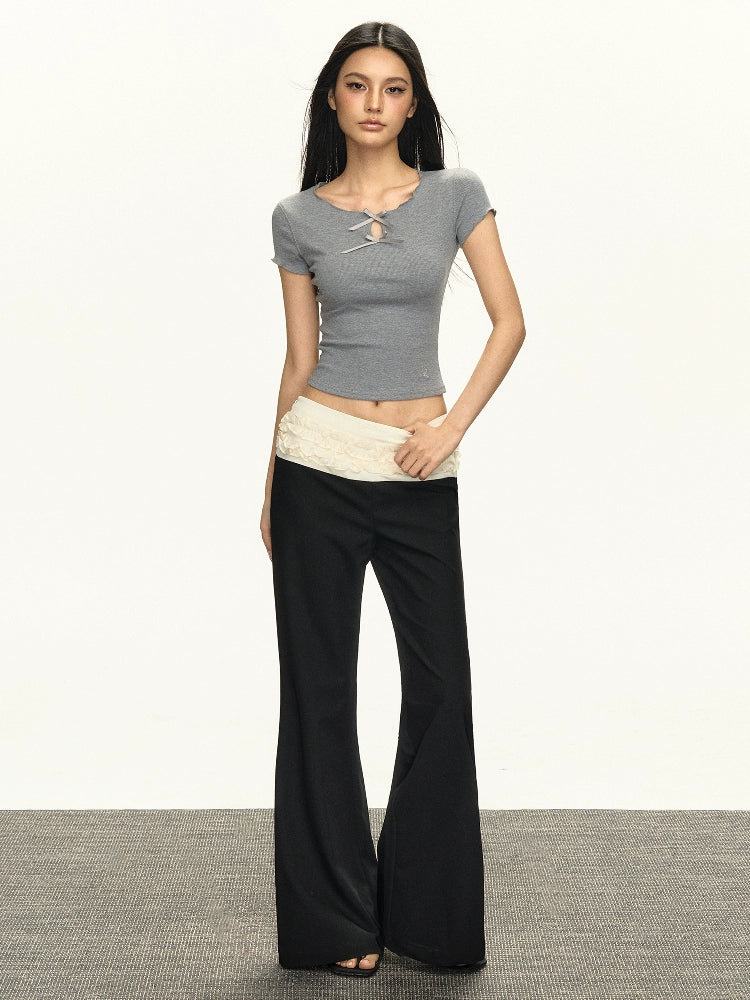 Slim Fit Short Sleeve Cutout Turtleneck