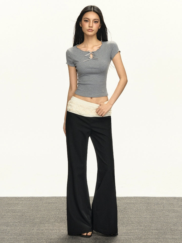 Slim Fit Short Sleeve Cutout Turtleneck
