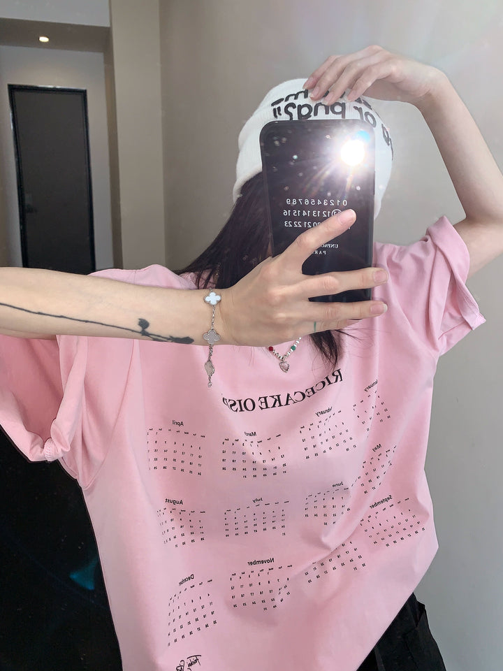 Calendar Print Casual T-Shirt