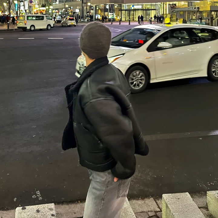 Staande kraag dikke fleece gevoerde jas 