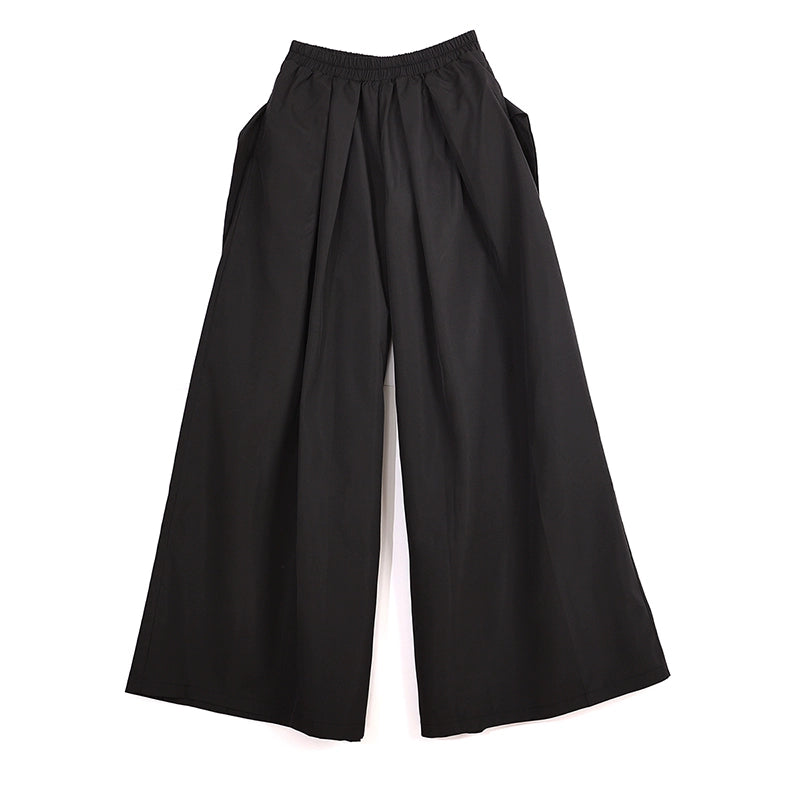 Elastische High-Waist-Hosen mit weitem Bein 