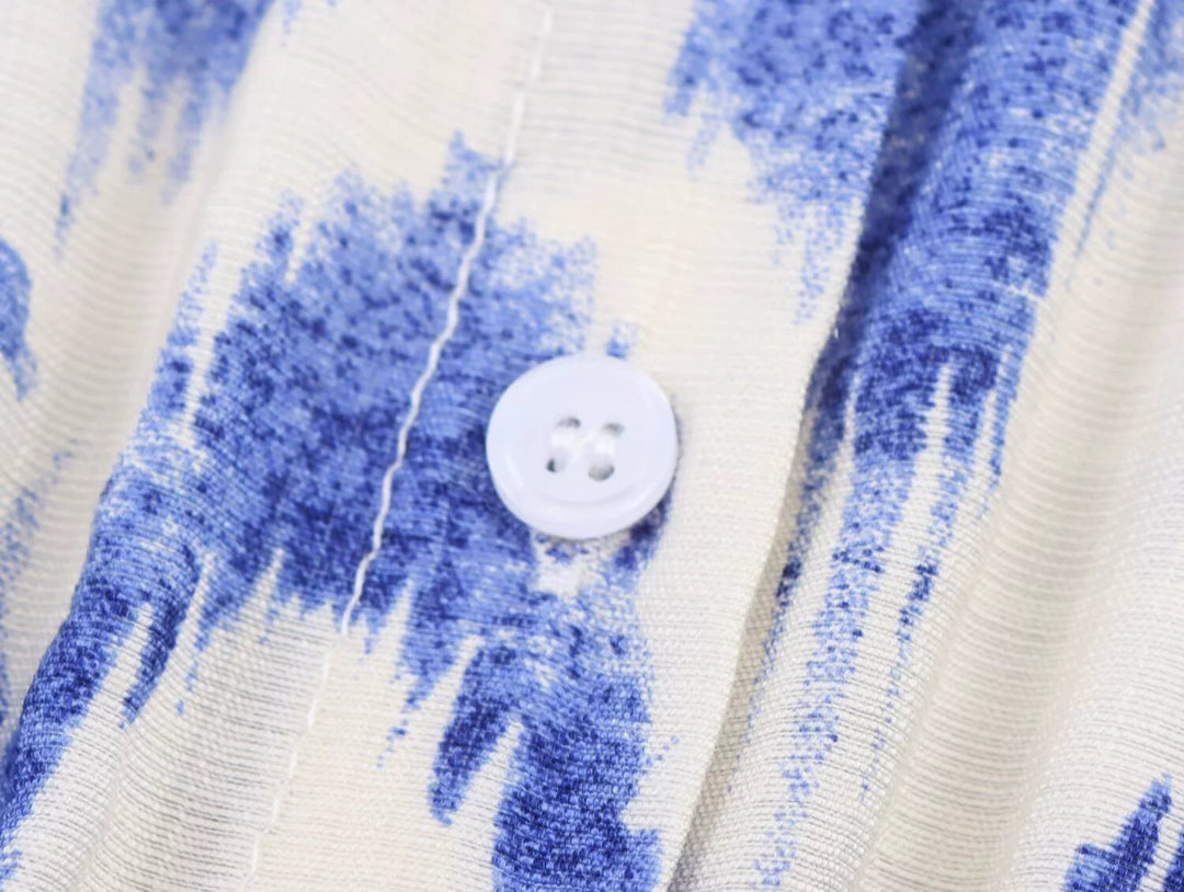 Lapel lantern sleeve løs lang sommerkjole 