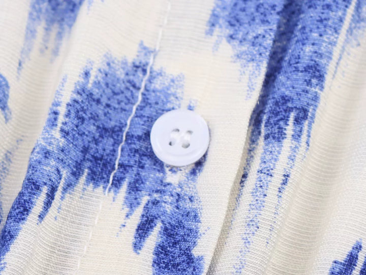 Lapel lantern sleeve løs lang sommerkjole 