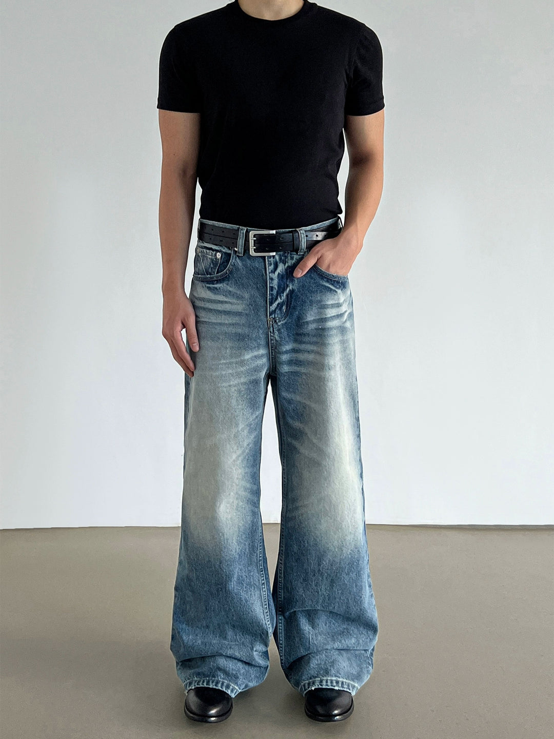 A-Line Straight Wide-Leg Baggy Jeans