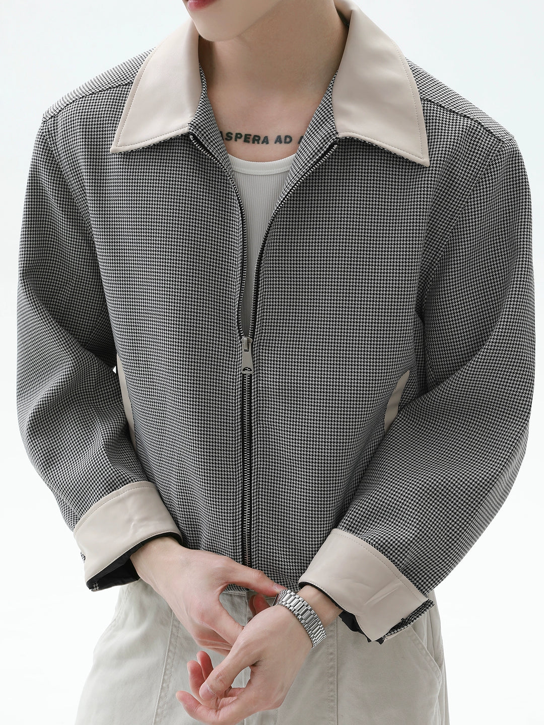 Houndstooth Lapel Short Jacket