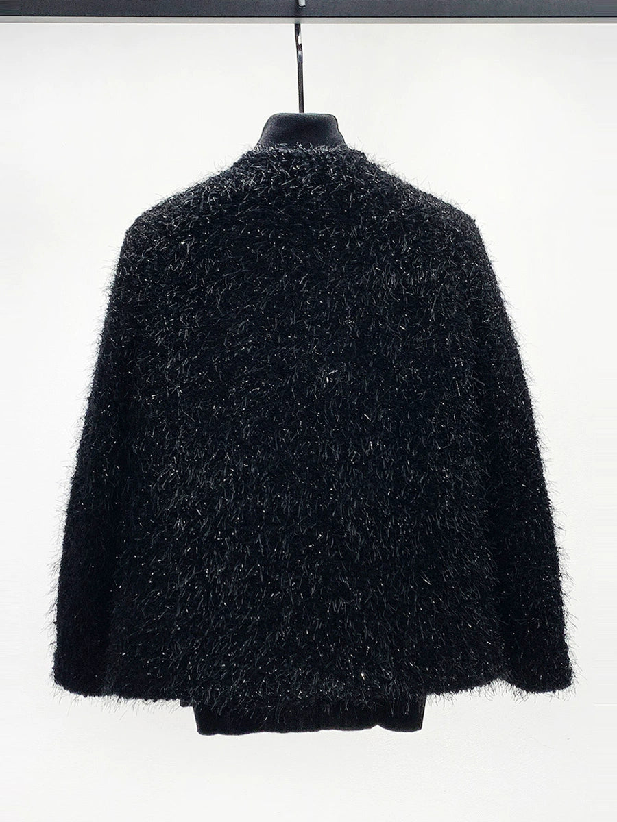 Yün Yuvarlak Yaka Püskül Tasarım Ceket 