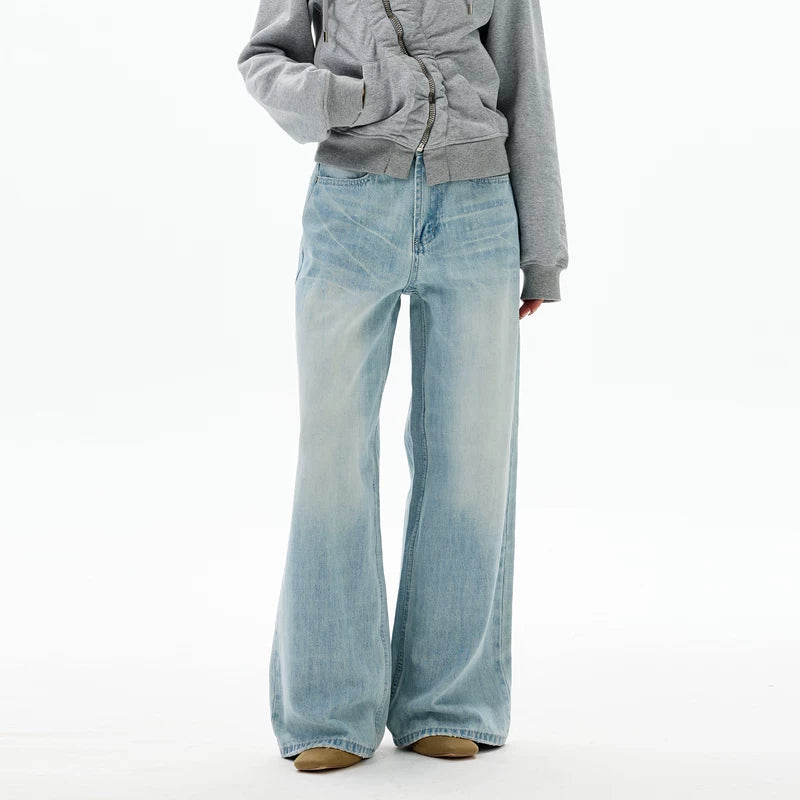 Retro Wijde Pijp Geweven Jeans Broek 