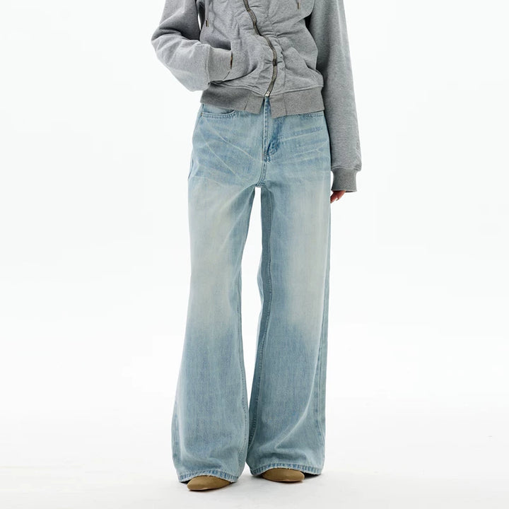 Retro Wijde Pijp Geweven Jeans Broek 