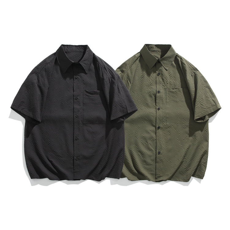 Texture Short-Sleeve Casual Shirt