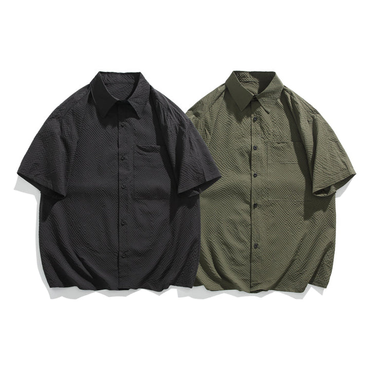 Texture Short-Sleeve Casual Shirt
