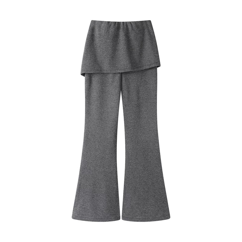 Pantalones de campana de dos piezas de imitación de forro polar 