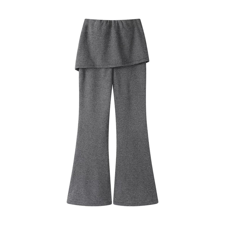 Pantalones de campana de dos piezas de imitación de forro polar 