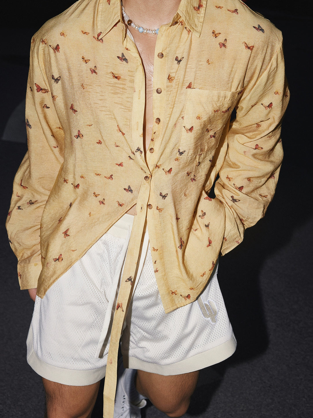 Butterfly Print Long Sleeve Casual Shirt