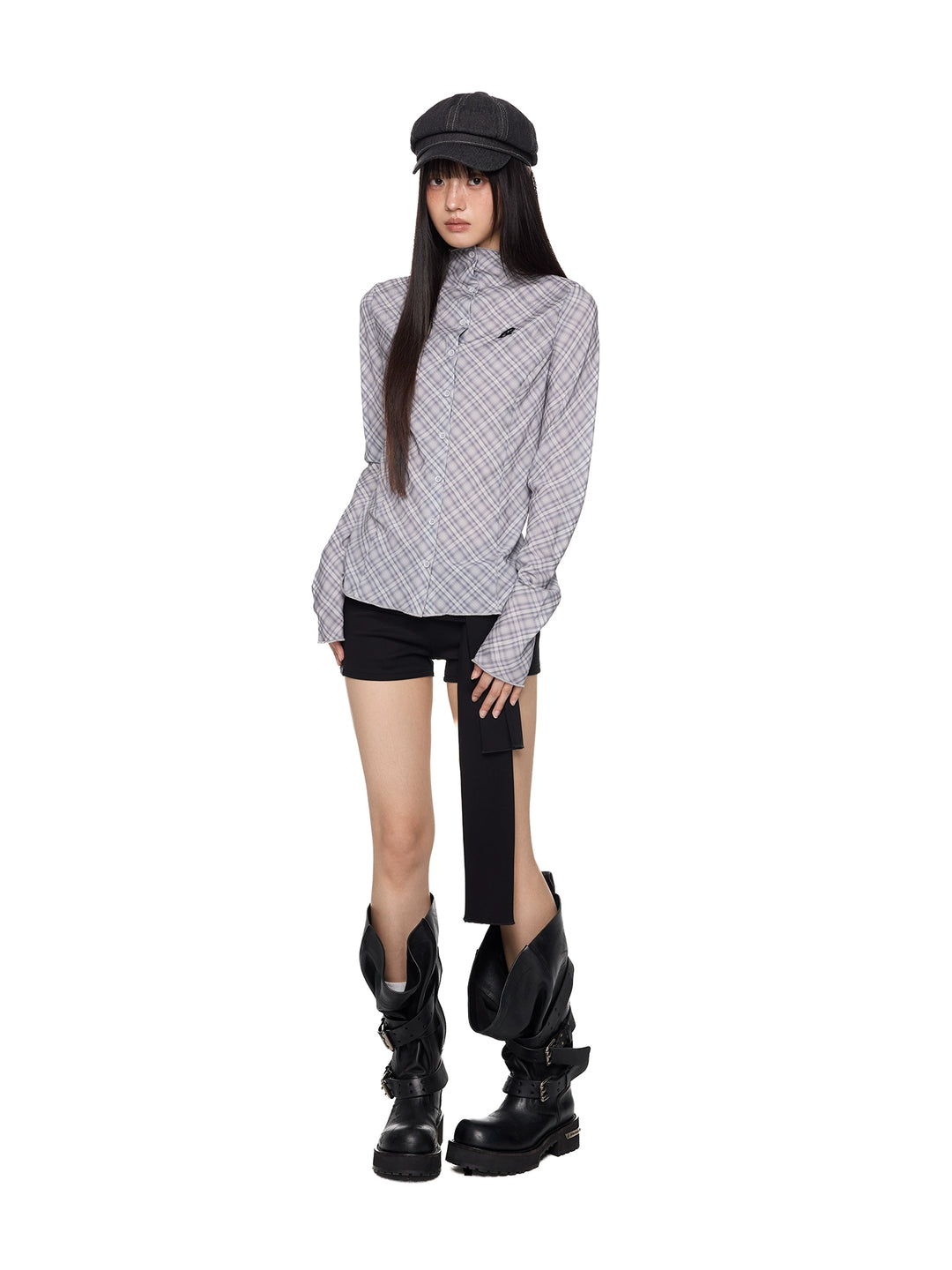 Chemise slim fit à motif de diamant brodé 