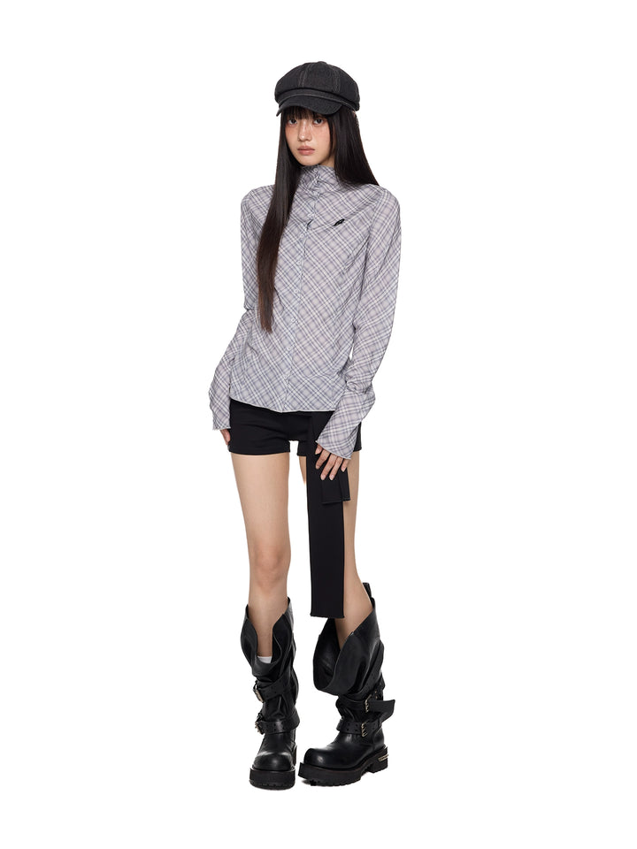 Chemise slim fit à motif de diamant brodé 