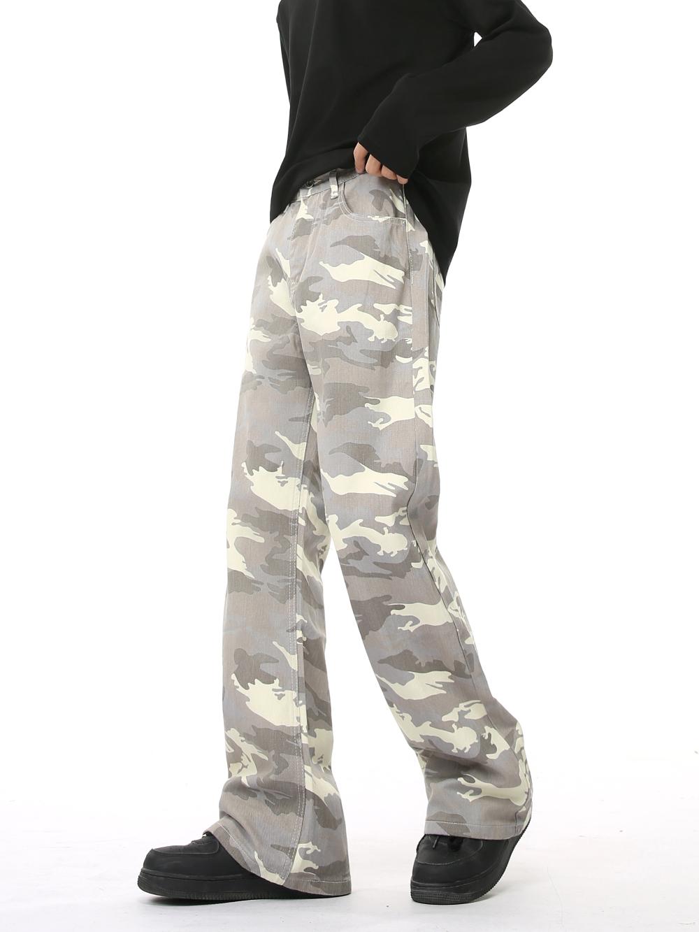 Camouflage Flared Loose Straight Pants