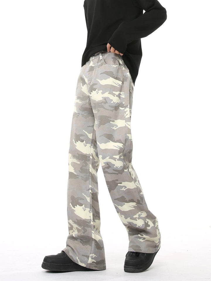 Camouflage Flared Loose Straight Pants