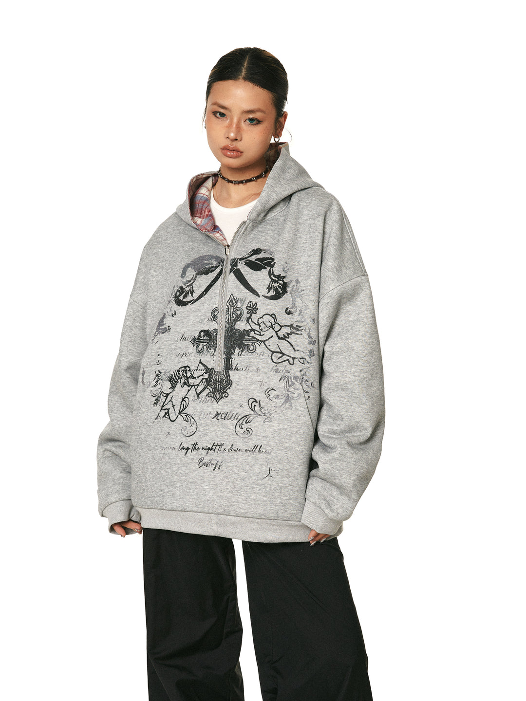 Plaid Double-Sided Hooded Jacket