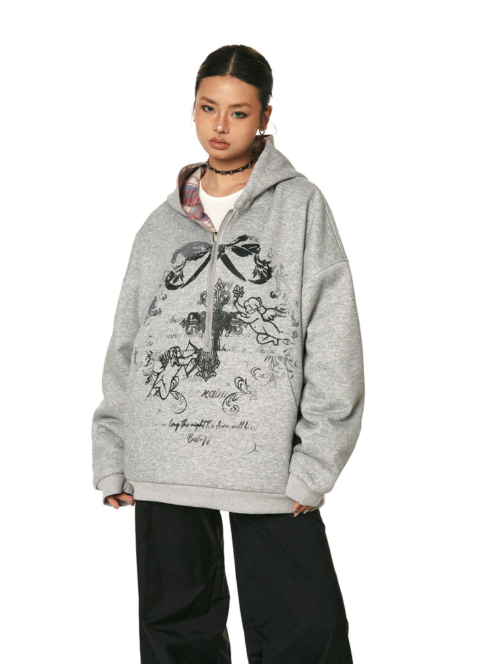 Plaid Double-Sided Hooded Jacket