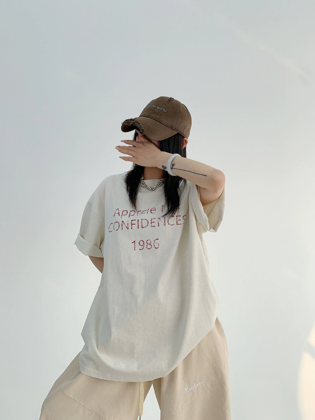Distressed Printed Cotton Oversized T-shirt
