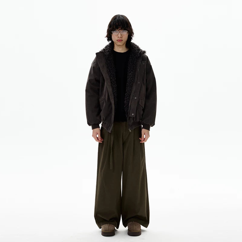 جاكيت عمل معزول من جلد الحمل 