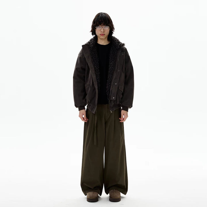 جاكيت عمل معزول من جلد الحمل 